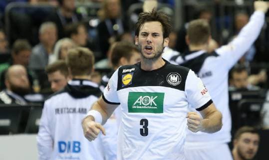 Uwe Gensheimer Germany cheers at the game Germany against France of the Handball World Championship 2019 of the Men on 15 01 2019 in the Mercedes Benz Arena in Berlin Handball World Championship 2019 Group A Germany France