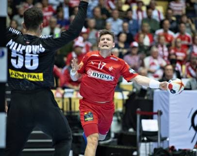 Lasse Svan of Denmark during the mens IHF Handball World Championship Group C match between Austria and Denmark in Herning Denmark on Tuesday Jan 15 2019 Herning Jutland Denmark, detectedSourceLanguage  Copyright: HenningxBagger HenningxBaggerx COP101 spdk20190115-210015-L