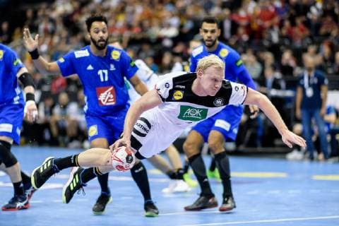 Germany vs France Handball World Championship 2019 15 01 2019 Patrick Wiencek GER 7 at the match between Germany and France at the Handball World Championship in Berlin on 15 01 2019 Berlin BER Germany Mercedes Benz Arena
