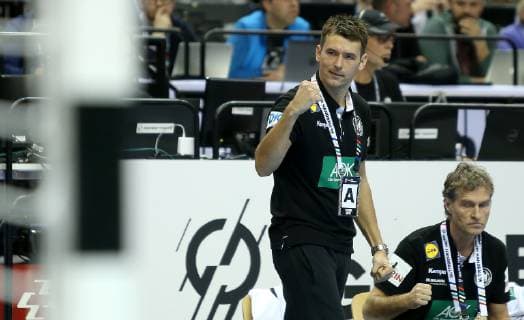 Coach Christian Prokop Germany clenches his fist in the match Germany vs. France of the mens Handball World Championship 2019 on 15 01 2019 in the Mercedes Benz Arena in Berlin Handball World Championship 2019 Group A Germany France France