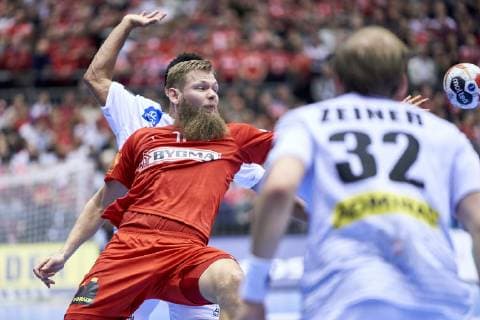 IHF Men s World Championship WM Weltmeisterschaft 2019 Group C handball match. Nikolaj Oris (31) of Denmark during the men s IHF Handball World Championship Group C match 42 between Austria and Denmark at the Jyske Bank Boxen arena in Herning Denmark on Tuesday January 15, 2019. Denmark 