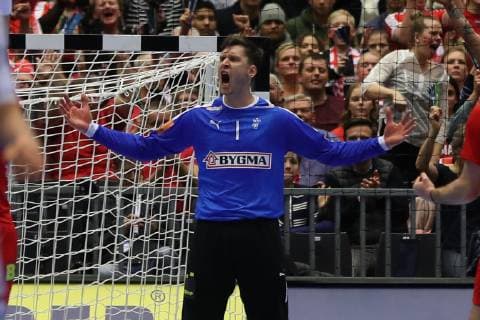 26th Mens Handball World Championship Austria vs. Denmark 15 01 19 Cheers Goal celebration with Niklas Landin Jacobsen Denmark 01 xmmkx