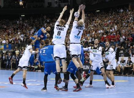 Berlin Germany Indoor Handball World Championship in Berlin Germany vs France 25 25 on 15 01 2019 in the Mercedes Benz Arena in Berlin Timothey n Guessan FRA 17 2 v l achieved with the final siren the 25 25 equalizer