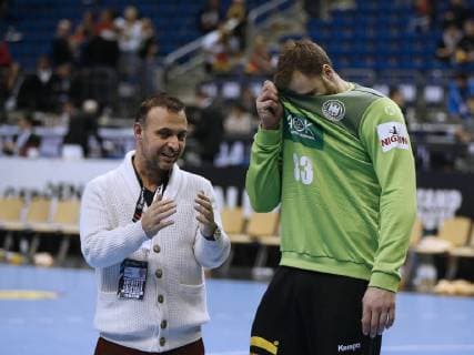 Berlin Germany Indoor Handball World Cup in Berlin Germany vs France 25 25 on 15 01 2019 in the Mercedes Benz Arena in Berlin Discussion after the match between goalkeeper Andreas Wolff GER 33 re and Bob HANNING GER li