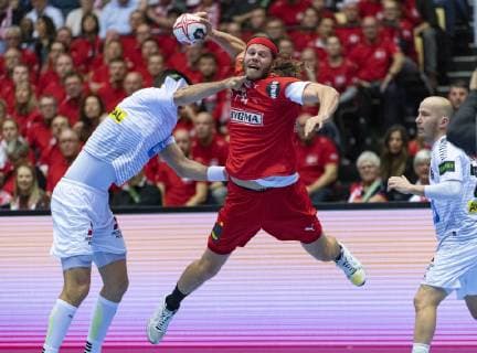 January 15, 2019 - Herning, Denmark - Mikkel Hansen (24), Denmark during the group C handball match between Austria and Denmark in Jyske Bank Boxen in Herning during the 2019 IHF Handball World Championship WM Weltmeisterschaft in Germany Denmark. Handball 2019: Austria-Denmark - ZUMAm173 20190115_zsp_m173_002 Copyright: xLarsxMoellerx