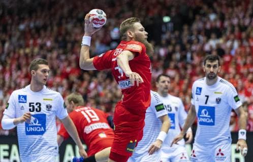 January 15, 2019 - Herning, Denmark - Nikolaj Oeris (31), Denmark during the group C handball match between Austria and Denmark in Jyske Bank Boxen in Herning during the 2019 IHF Handball World Championship WM Weltmeisterschaft in Germany Denmark. Handball 2019: Austria-Denmark - ZUMAm173 20190115_zsp_m173_024 Copyright: xLarsxMoellerx