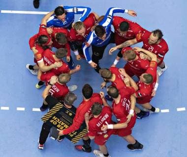 January 15, 2019 - Herning, Denmark - Team Denmark is celebrating the victory in the group C handball match between Austria and Denmark in Jyske Bank Boxen in Herning during the 2019 IHF Handball World Championship WM Weltmeisterschaft in Germany Denmark. Handball 2019: Austria-Denmark - ZUMAm173 20190115_zsp_m173_009 Copyright: xLarsxMoellerx