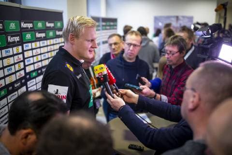 Patrick Wiencek No 7 Germany will be available to answer journalists questions after the press conference Press conference of the DHB Handball IHF Handball World Championship 16 01 19 Berlin Berlin Germany Mercedes Benz Arena Copyright: xAgentur54Gradx xFelixxKoenigx