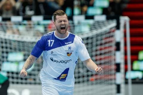 Munich Germany 16 01 2019 IHF Handball WM 2019 Group B Japan Island Arnor Gunnarsson ISL cheers DeFodi048