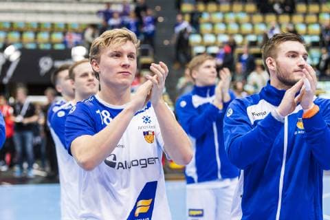 Munich Germany 16 January 2019 World Cup 2019 Men Group B Japan vs Iceland Gisli Thorgeir Kristjansson Iceland Jubel Freude Emotion Munich Olympiahalle Bayern Germany