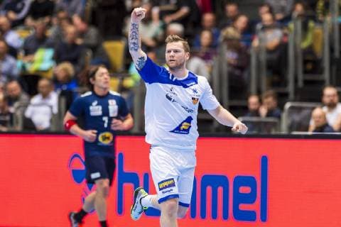 Munich Germany 16 January 2019 World Cup 2019 Men Group B Japan vs. Iceland Arnor Gunnarsson Island Jubel Freude Emotion Torjubel Torschuetze Torschütze Muenchen Olympiahalle Bayern Deutschland
