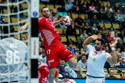 Munich Germany 16 01 2019 IHF Handball WM 2019 Group B Croatia Bahrain Jakov Vrankovic CRO in action DeFodi048