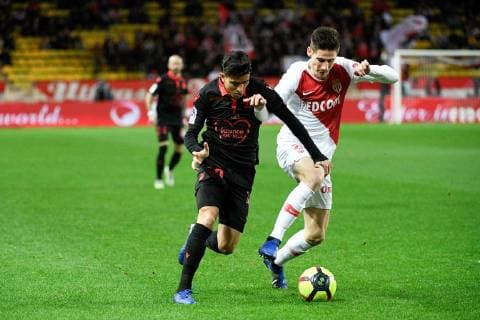 Fußball, AS Monaco - OGC Nizza 21 JULIEN SERRANO (MONA) - 20 YOUCEF ATAL (NICE) FOOTBALL : Monaco vs Nice - Ligue 1 Conforama - 16 01 2019 FEP Panoramic 