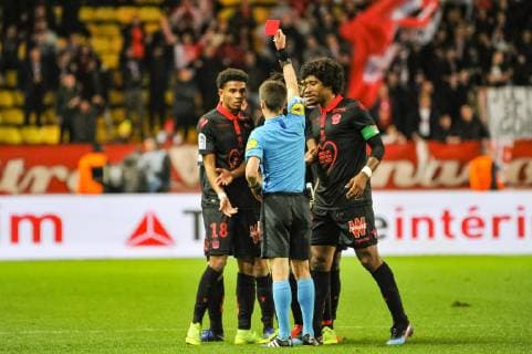 Fußball, AS Monaco - OGC Nizza Carton rouge - Ihsan Sacko (OGC Nice) FOOTBALL : AS Monaco vs OGC Nice - Ligue 1 Conforama - Monaco - 16 01 2019 NorbertScanella Panoramic 