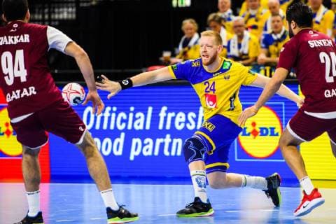 190116 Jim Gottfridsson of Sweden during the IHF World Handball Championship match between Qatar and Sweden on January 16 2019 in Copenhagen Photo Ludvig Thunman BILDBYR u0081N kod LT 35580, detectedSourceLanguage  Copyright: LUDVIGxTHUNMAN BB190116LT023
