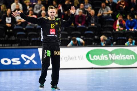 190116 Goalkeeper Andreas Palicka of Sweden during the IHF World Handball Championship match between Qatar and Sweden on January 16 2019 in Copenhagen Photo Ludvig Thunman BILDBYR u0081N kod LT 35580,  Copyright: LUDVIGxTHUNMAN BB190116LT028