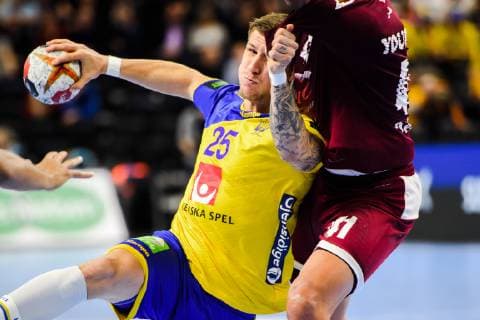 190116 Linus Arnesson of Sweden during the IHF World Handball Championship match between Qatar and Sweden on January 16 2019 in Copenhagen Photo Ludvig Thunman BILDBYR u0081N kod LT 35580,  Copyright: LUDVIGxTHUNMAN BB190116LT047