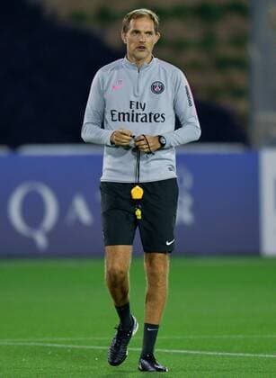 (190117) -- DOHA, Jan. 17, 2019 -- Paris Saint-Germain s German coach Thomas Tuchel reacts during the winter trainings at the Aspire Zone Foundation in the Qatari capital Doha Jan. 16, 2019. ) (SP)QATAR-DOHA-PARIS SAINT GERMAIN-TRAINING Nikku 