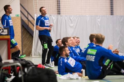 190117 Bjarte Myrhol Christian Berge head coach of Norway goalkeeper Espen Christensen Eivind Tangen Magnus Abelvik Rød Henrik Jakobsen Magnus Gullerud and goalkeeper Torbjörn Bergerud of Norway during a training session on January 17 2019 in Herning Photo Jon Olav Nesvold BILDBYR N kod JE 160404,  Copyright: JONxOLAVxNESVOLD BB190117JE045