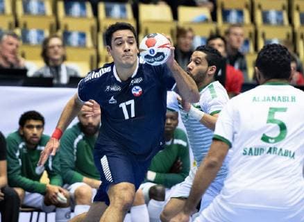 Rodrigo Salinas Munoz of Chile during the men s IHF Handball World Championship Group C match between Chile and Saudi Arabia in Herning Denmark Thursday Jan 17 2019 Herning Jylland Denmark,  Copyright: HenningxBagger HenningxBaggerx COP105 spdk20190117-164455-L