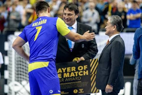 Brazil vs. Korea Handball World Championship 2019 17 01 2019 Jose Toledo BRA 7 will be elected player of the match at the match between Brazil and Korea at the Handball World Championship in Berlin on 17 01 2019 Berlin BER Germany Mercedes Benz Arena