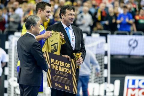 Brazil vs. Korea Handball World Championship 2019 17 01 2019 Jose Toledo BRA 7 will be elected player of the match at the match between Brazil and Korea at the Handball World Championship in Berlin on 17 01 2019 Berlin BER Germany Mercedes Benz Arena