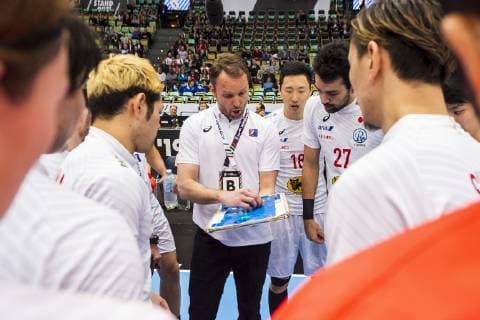 Munich Germany 17 January 2019 World Cup 2019 Men Group B Bahrain vs Japan Coach Dagur Sigurdsson Japan Munich Olympic Hall Bayern Germany