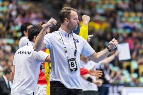 Munich Germany 17 January 2019 World Cup 2019 Men Group B Bahrain vs Japan Coach Dagur Sigurdsson Japan Jubel Freude Emotion Munich Olympiahalle Bayern Germany