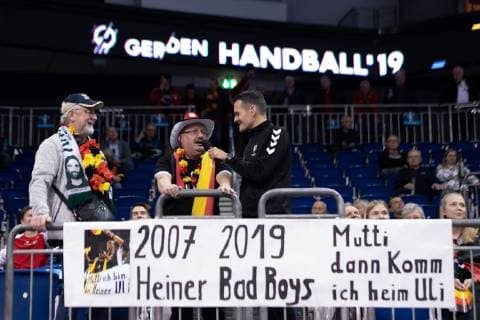 Handball WM Brazil Korea on 17 01 2019 in the Mercedes Benz Arena in Berlin German fans with poster xMNx