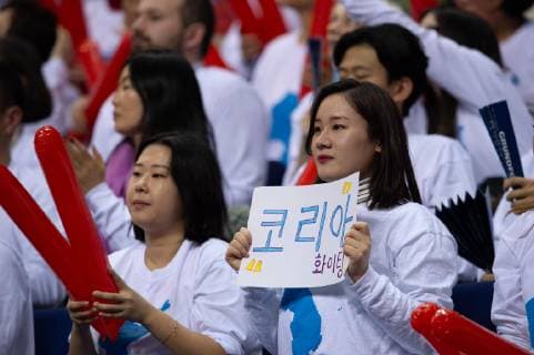 Handball WM Brazil Korea on 17 01 2019 in the Mercedes Benz Arena in Berlin Korean fans xMNx