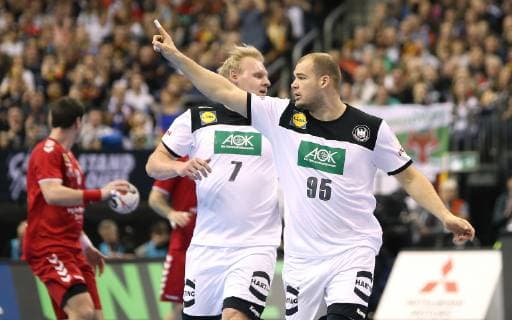 Patrick Wiencek Germany Paul Drux Germany at the match Germany vs. Serbia of the Handball World Championship 2019 the Men on 17 01 2019 in the Mercedes Benz Arena in Berlin Handball World Championship 2019 Group A Germany Serbia