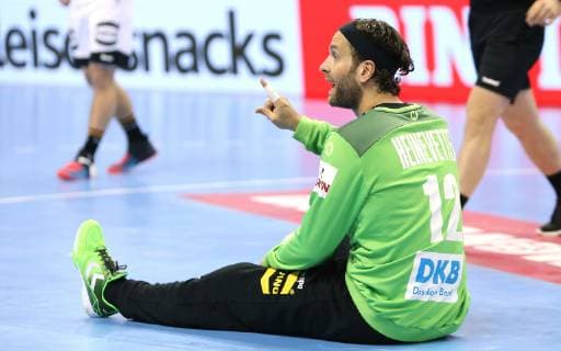 Silvio Heinevetter Germany sits on the floor at the match Germany vs. Serbia of the Handball World Championship 2019 the men on 17 01 2019 at the Mercedes Benz Arena in Berlin Handball World Championship 2019 Group A Germany Serbia
