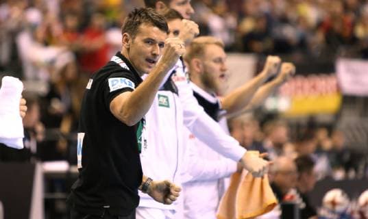 Coach Christian Prokop Germany celebrates with a clenched fist the game Germany vs. Serbia of the Handball World Championship 2019 of the men on 17 01 2019 in the Mercedes Benz Arena in Berlin Handball World Championship 2019 Group A Germany Serbia