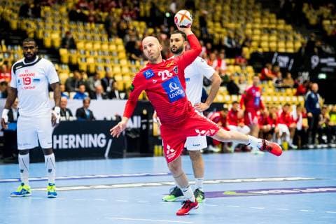 190117 Robert Weber of Austria during the IHF World Handball Championship match between Austria and Tunisia on January 17 2019 in Herning Photo Jon Olav Nesvold BILDBYR u0081N kod JE 160405,  Copyright: JONxOLAVxNESVOLD BB190117JE070