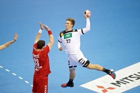 Handball Berlin 17 01 2019 World Championship 2019 Mens World Championship Group A Germany GER Serbia SRB Franz Semper Germany No 32 Mijajlo Marsenic Serbia No 33