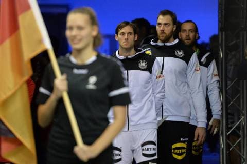 Handball Mens World Championship 2019 in Germany and Denmark Group A 5 Matchday Germany Serbia Uwe Gensheimer No 3 Germany TW Andreas Wolff No 33 Germany TW Silvio Heinevetter No 12 Germany before the match 17 01 19 Copyright: xMichaelxHundtx xMatthiasxKochx