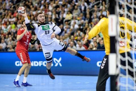Germany vs. Serbia Handball World Championship 2019 17 01 2019 Jannik Kohlbacher GER 48 vs. Dejan Milosavljev SRB at the match between Germany and Serbia at the Handball World Championship in Berlin on 17 01 2019 Berlin BER Germany Mercedes Benz Arena