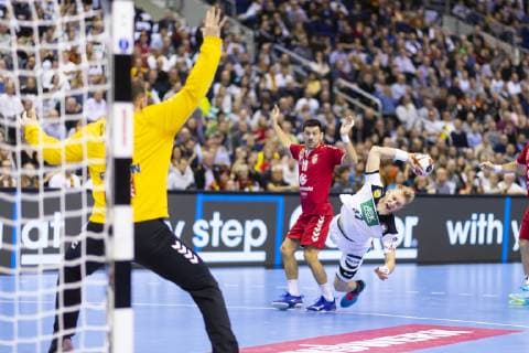 Matthias Musche No 37 Germany vs. Nemanja Ilic No 19 Serbia Germany vs Serbia Preliminary round Handball IHF Handball World Championship 17 01 19 Berlin Berlin Germany Mercedes Benz Arena Copyright: xAgentur54Gradx xFelixxKoenigx