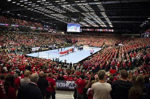 Fans in the arena before the men s IHF Handball World Championship Group C match between Denmark and Norway in Herning Denmark Thursday Jan 17 2019 Herning Jylland Denmark,  Copyright: HenningxBagger HenningxBaggerx COP101 spdk20190117-201405-L