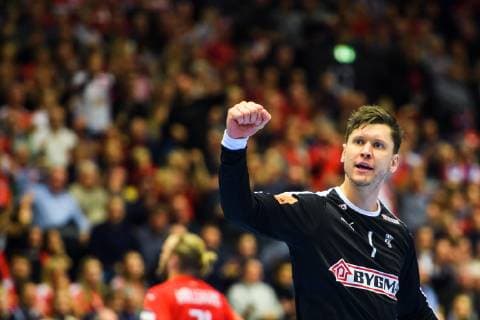 190117 Goalkeeper Niklas Landin of Denmark celebrates during the IHF World Handball Championship match between Denmark and Norway on January 17 2019 in Herning Photo Jon Olav Nesvold BILDBYR u0081N kod JE 160406,  Copyright: JONxOLAVxNESVOLD BB190117JE112