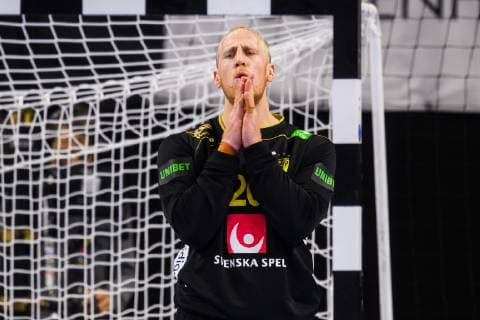 190117 Goalkeeper Mikael Appelgren of Sweden looks dejected during the IHF World Handball Championship match between Sweden and Hungary on January 17 2019 in Copenhagen Photo Ludvig Thunman BILDBYR u0081N kod LT 35581,  Copyright: LUDVIGxTHUNMAN BB190117LT012