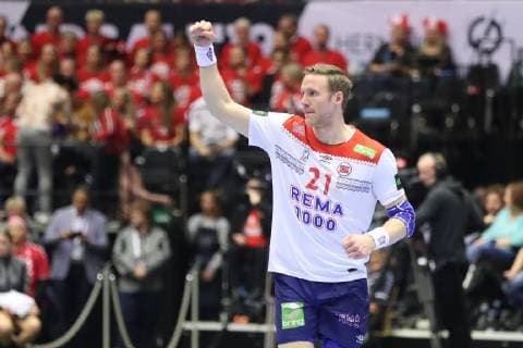 26th Mens Handball World Championship Denmark vs Norway 17 01 19 Jubilee Goal celebration with Henrik Moellgaard Denmark 21 xmmkx