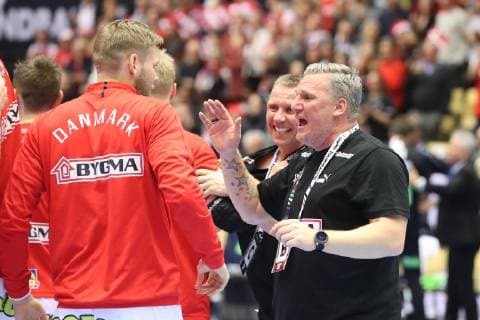 26th Mens Handball World Championship Denmark vs Norway 17 01 19 Cheers after victory Nikolaj Jacobsen Denmark Coach xmmkx