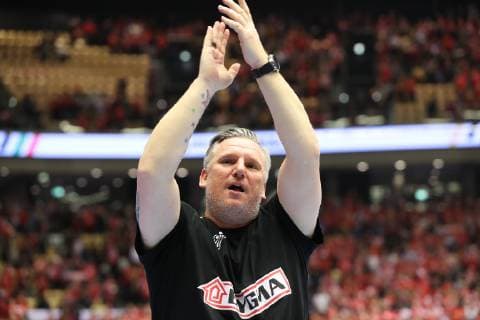 26th Mens Handball World Championship Denmark vs Norway 17 01 19 Cheers after victory Nikolaj Jacobsen Denmark Coach xmmkx