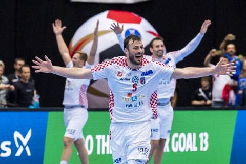 Munich Germany 17 January 2019 World Cup 2019 Men Group B Spain vs. Croatia Domagoj Duvnjak Croatia THW Kiel Final Cheers Final Cheers Emotion Joy Munich Olympic Hall Bavaria Germany