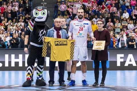 Munich Germany 17 January 2019 World Cup 2019 Men Group B Spain vs. Croatia Player of the Match Zeljko Musa Croatia Fox Berlin Munich Olympic Hall Bayern Germany
