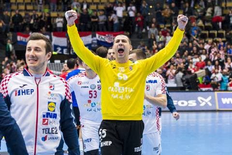 Munich Germany 17 January 2019 World Cup 2019 Men Group B Spain vs. Croatia Goalkeeper Marin Sego Croatia Final Cheers Final Cheers Emotion Joy Munich Olympic Hall Bayern Germany