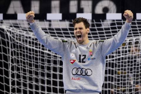 190117 Marton Szekely of Hungary celebrates during the IHF World Handball Championship match between Sweden and Hungary on January 17 2019 in Copenhagen Photo Ludvig Thunman BILDBYR u0081N kod LT 35581,  Copyright: LUDVIGxTHUNMAN BB190117LT058