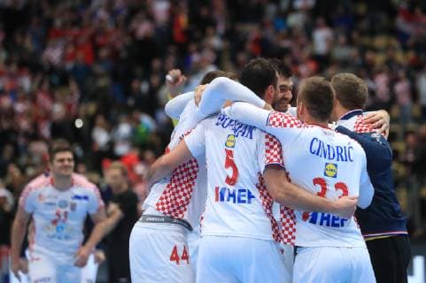 PXL_2019 World Men s Handball Championship, Croatia vs. Spain 17.01.2019., Olympiahalle, München, Germany - 2019 World Men s Handball Championship, Group B, Round 5, Croatia vs. Spain. Celebration of Croatian players.  SlavkoxMidzor PIXSELL