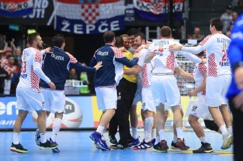 PXL_2019 World Men s Handball Championship, Croatia vs. Spain 17.01.2019., Olympiahalle, München, Germany - 2019 World Men s Handball Championship, Group B, Round 5, Croatia vs. Spain. Celebration of Croatian players.  SlavkoxMidzor PIXSELL